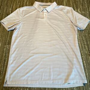 Amble Performance Golf Polo Shirt All Over Print S/S Cream Pink Men’s Size L